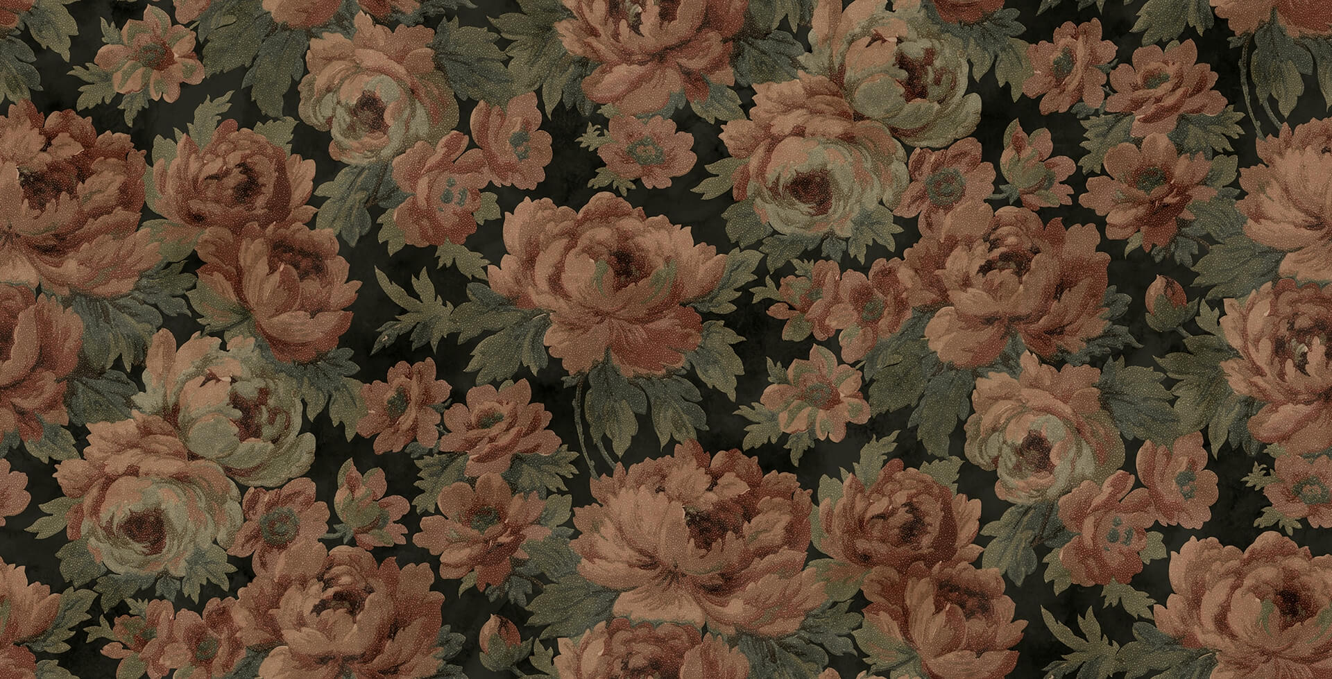 Fototapeta kwiaty róże vintage Rebel Walls R21010 Eternal Blossoms Black Poetic