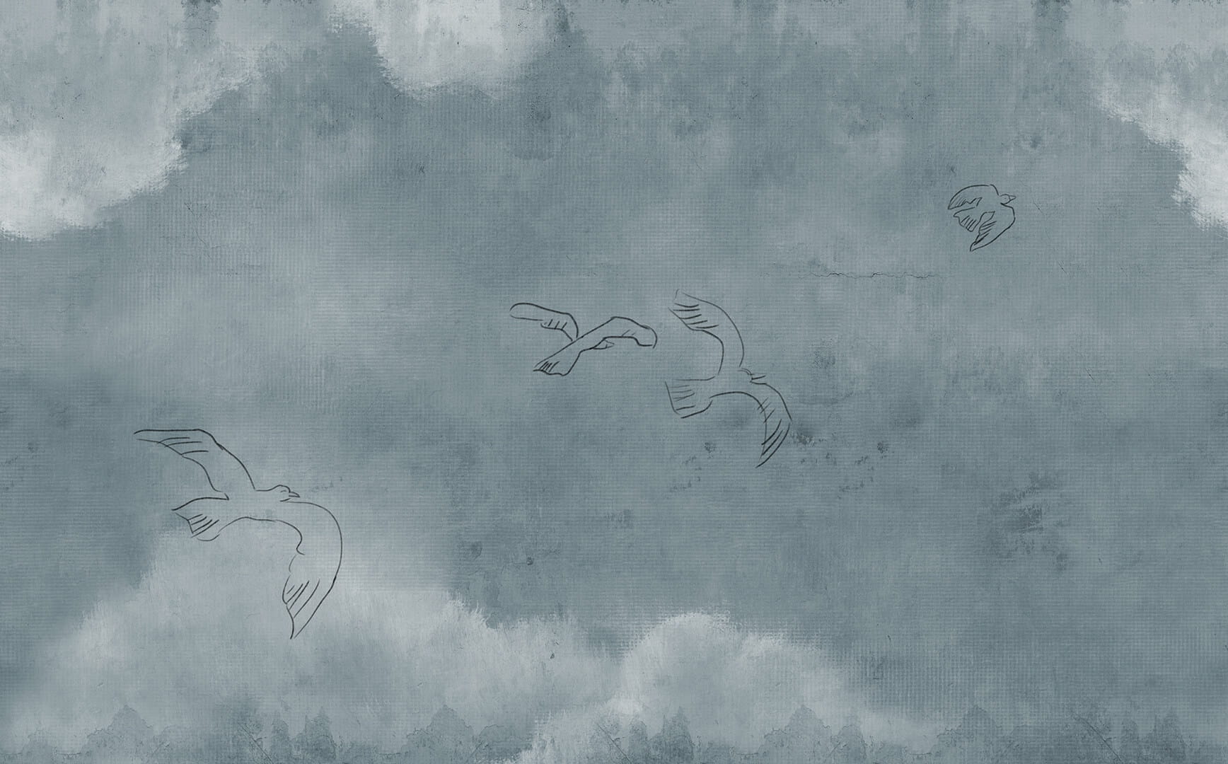 Fototapeta minimalistyczne ptaki i niebo Rebel Walls R21012 Wings Over Horizon Blue Poetic