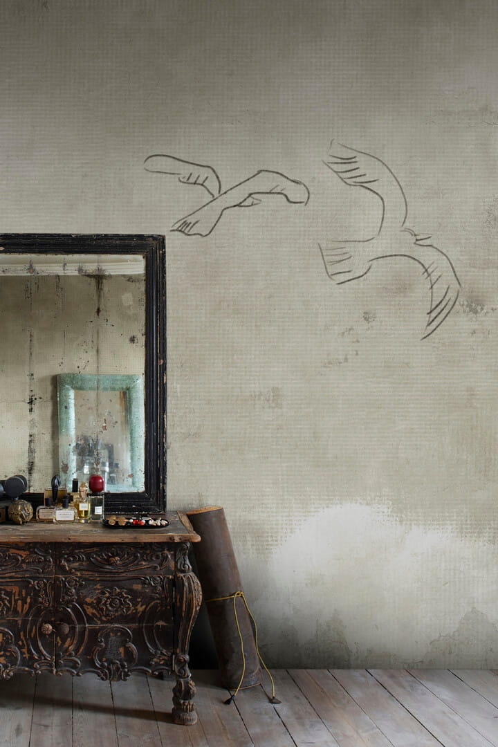 Fototapeta minimalistyczne ptaki i niebo Rebel Walls R21013 Wings Over Horizon Beige Poetic