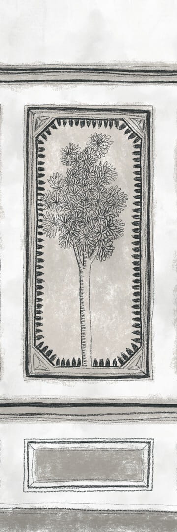 Mural inspirowany antycznymi ścianami śródziemnomorskich pałaców Elitis VP 961 02 Disegno Ortigia