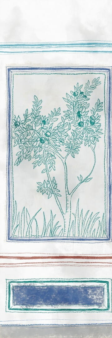 Mural inspirowany antycznymi ścianami śródziemnomorskich pałaców Elitis VP 961 03 Disegno Ortigia
