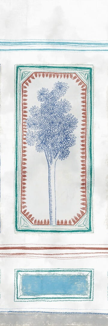 Mural inspirowany antycznymi ścianami śródziemnomorskich pałaców Elitis VP 961 03 Disegno Ortigia