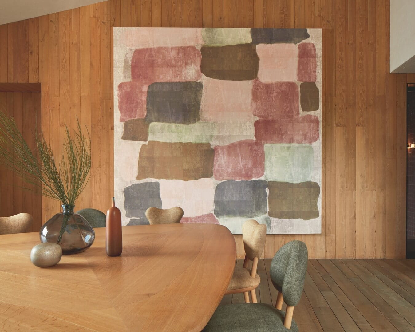 Mural abstrakcyjny na splocie z rafii Elitis VP 964 03 Palette Atelier D'artiste II