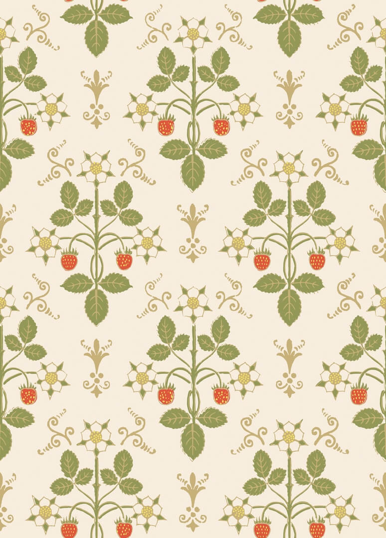 Tapeta roślinny ornament z truskawkami Cole & Son 127/2008 Strawberry Classics Collection Vol.I