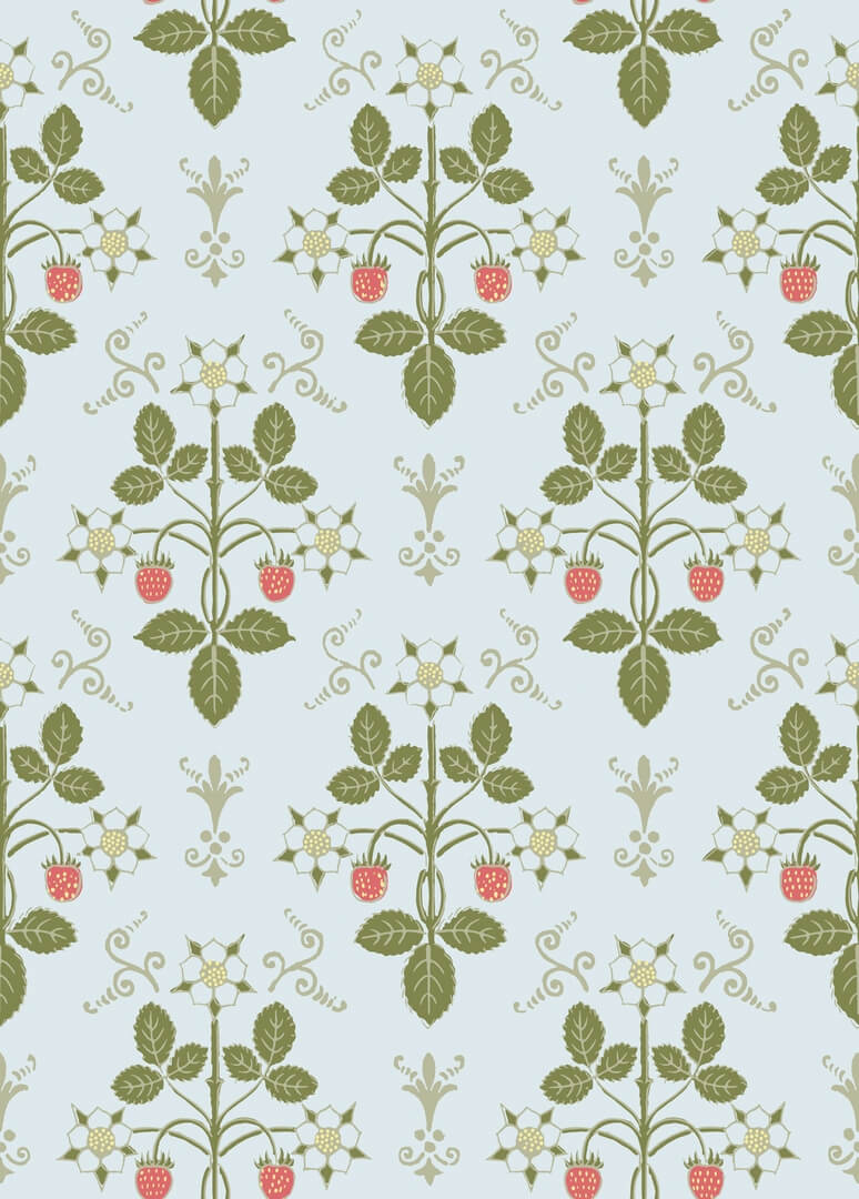 Tapeta roślinny ornament z truskawkami Cole & Son 127/2009 Strawberry Classics Collection Vol.I