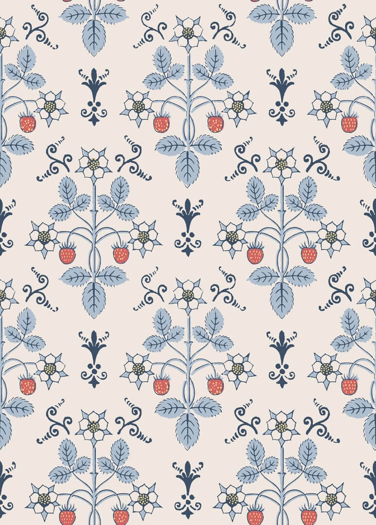 Tapeta roślinny ornament z truskawkami Cole & Son 127/2010 Strawberry Classics Collection Vol.I
