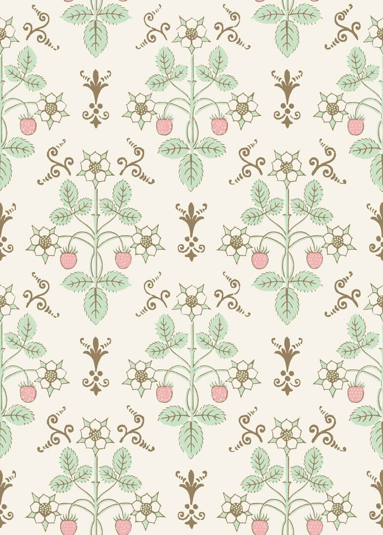Tapeta roślinny ornament z truskawkami Cole & Son 127/2011 Strawberry Classics Collection Vol.I