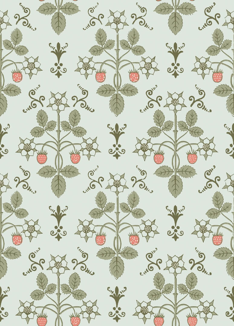 Tapeta roślinny ornament z truskawkami Cole & Son 127/2012 Strawberry Classics Collection Vol.I