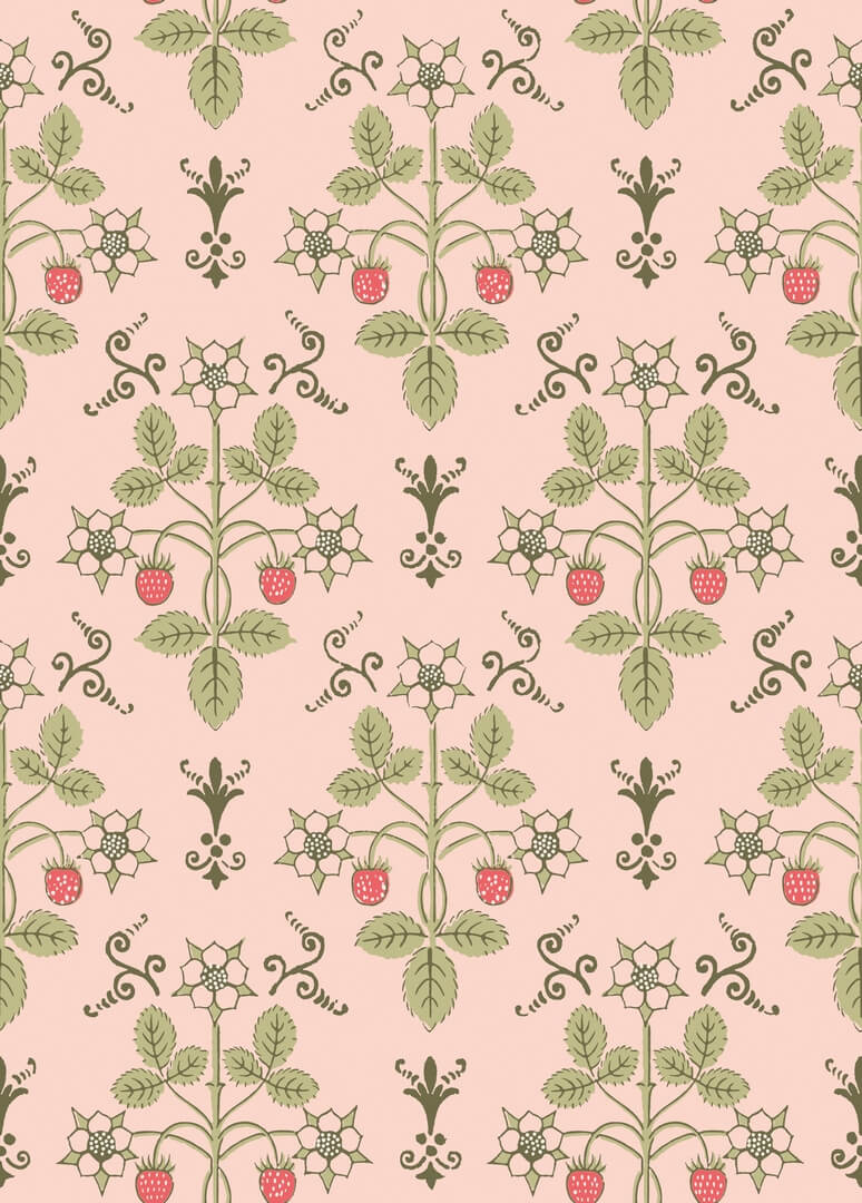 Tapeta roślinny ornament z truskawkami Cole & Son 127/2013 Strawberry Classics Collection Vol.I