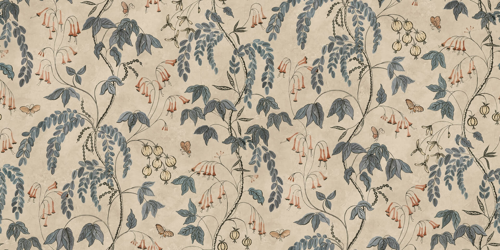 Fototapeta roślinne pnącza Sandberg S10574 Ottilia Misty Blue Herbarium