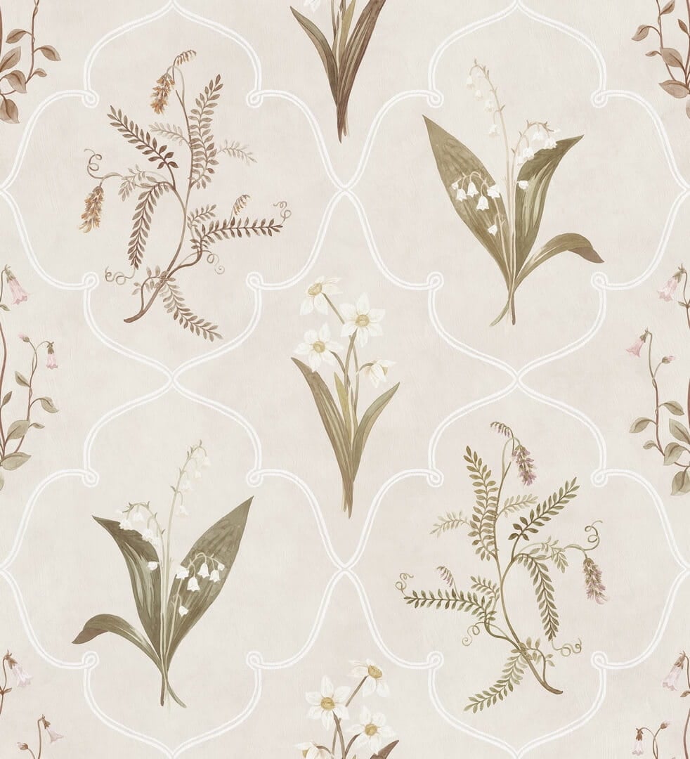 Fototapeta kwiaty w kratownicy Sandberg S10576 Louise Pastel Herbarium