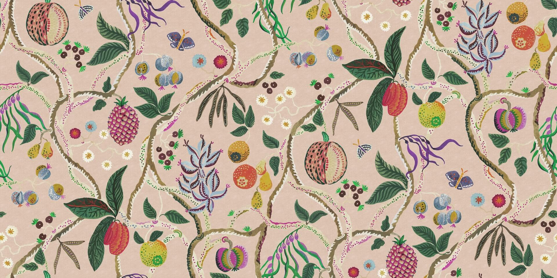 Fototapeta botaniczna Sandberg S10581 Tree of Life Mural Pink Herbarium