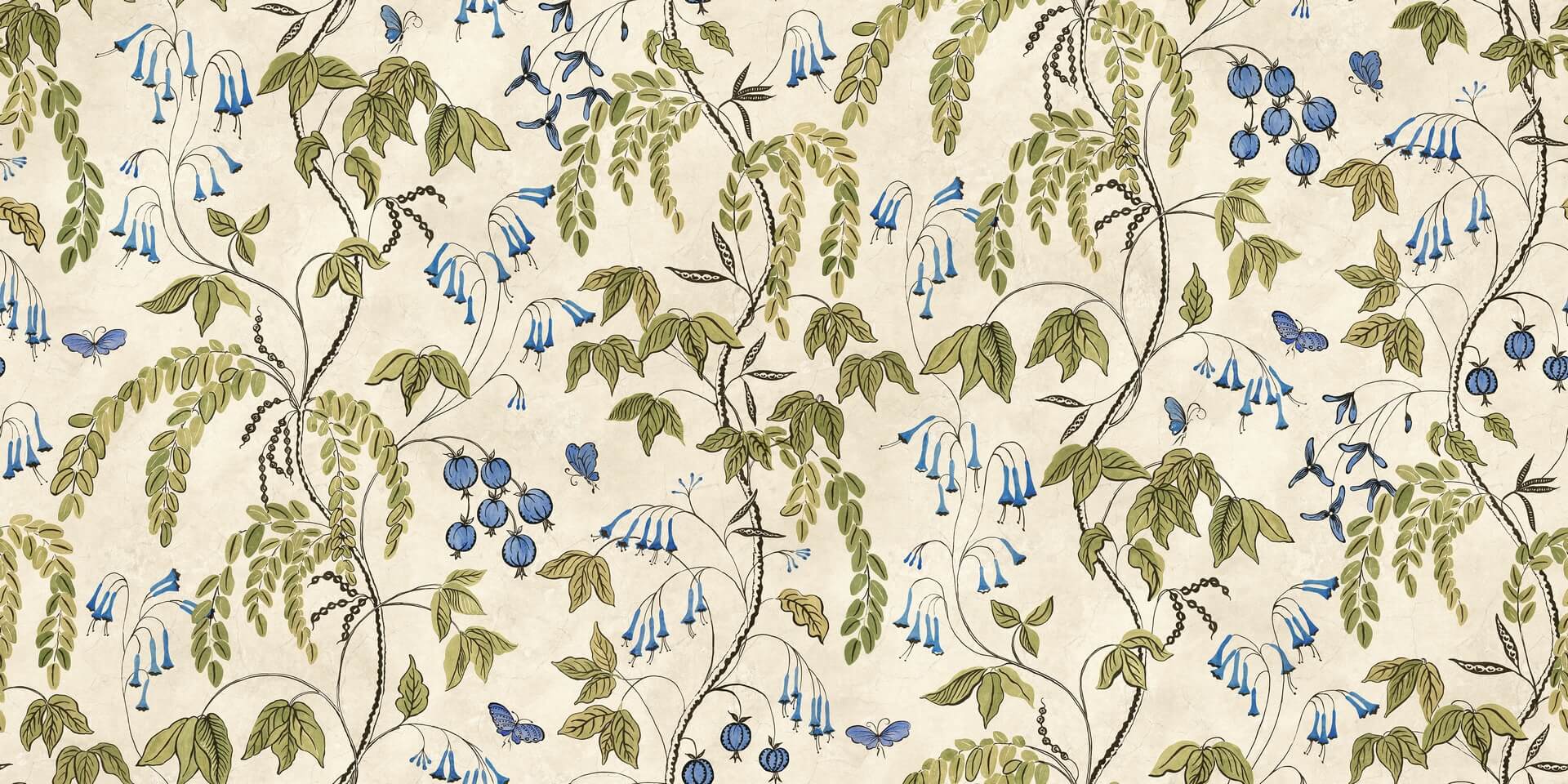 Fototapeta roślinne pnącza Sandberg S10583 Ottilia Olive Green Herbarium
