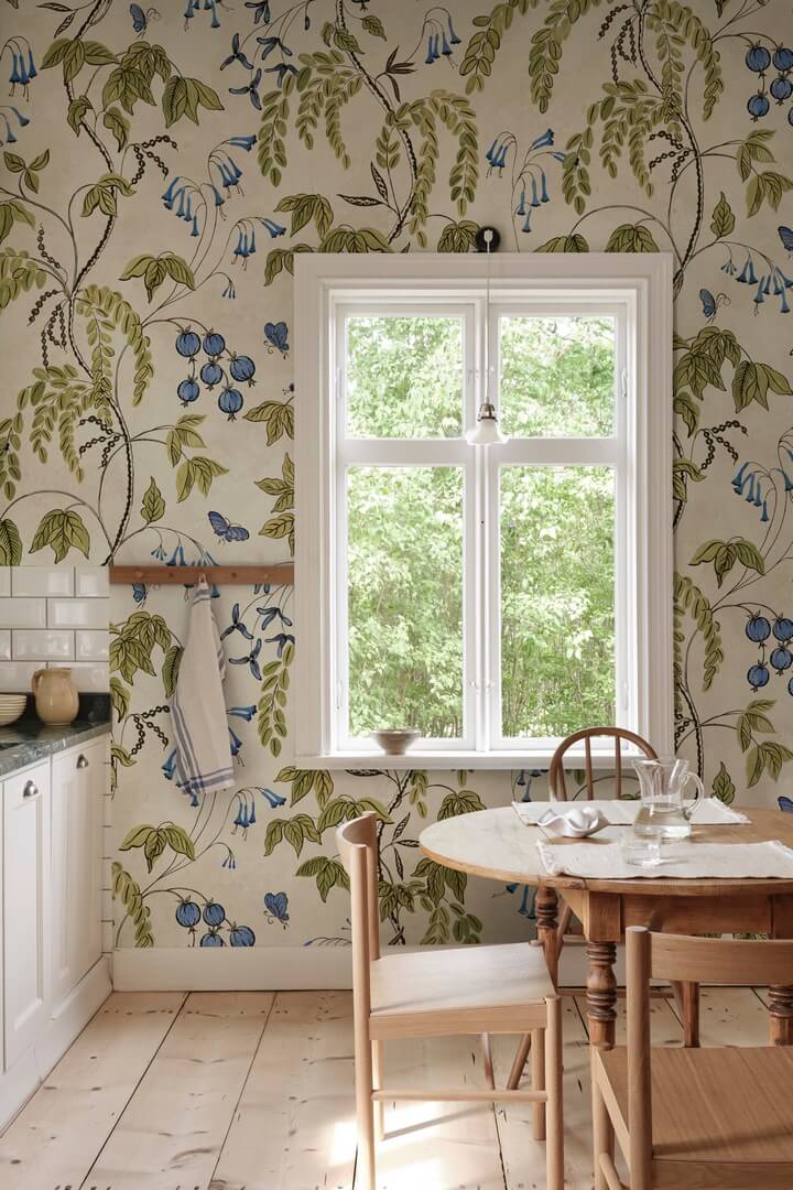 Fototapeta roślinne pnącza Sandberg S10583 Ottilia Olive Green Herbarium