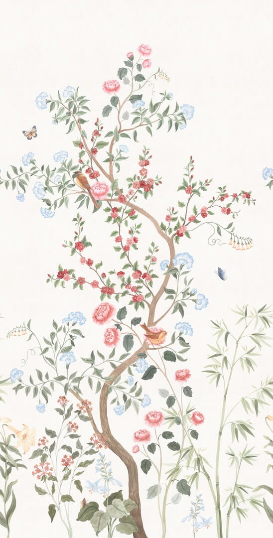 Fototapeta botaniczna w stylu chinoiserie Sandberg S10586 Eleonora Colorful Herbarium