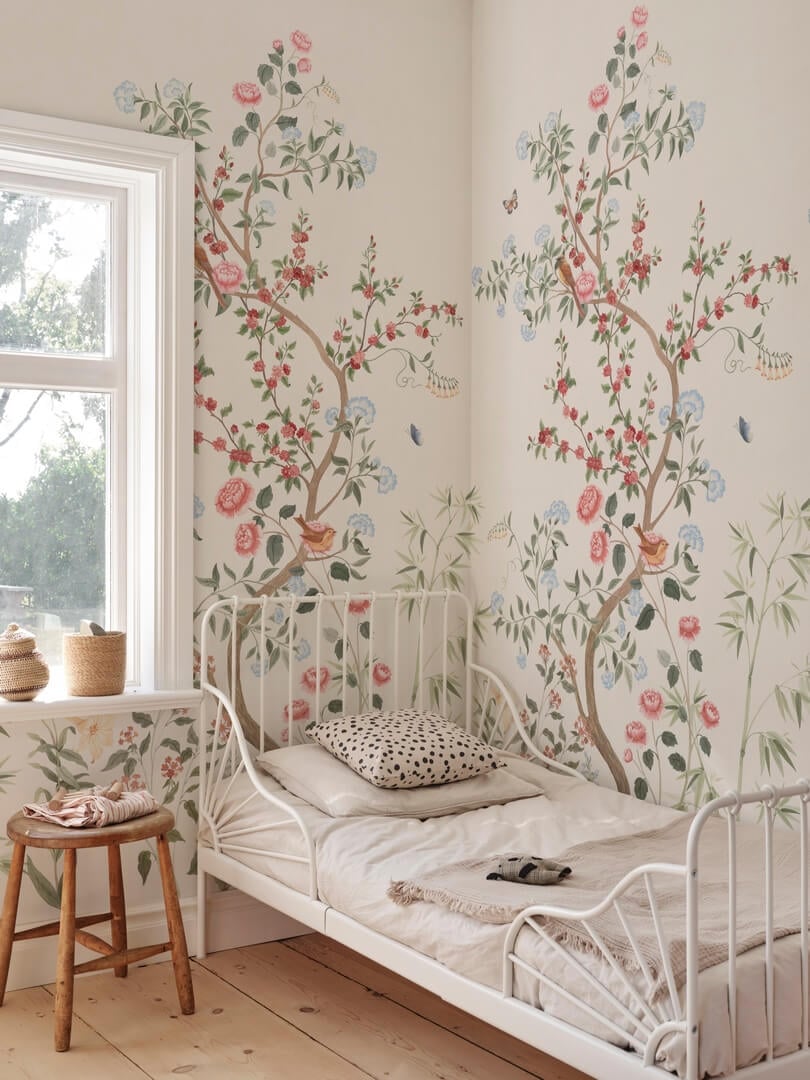 Fototapeta botaniczna w stylu chinoiserie Sandberg S10586 Eleonora Colorful Herbarium