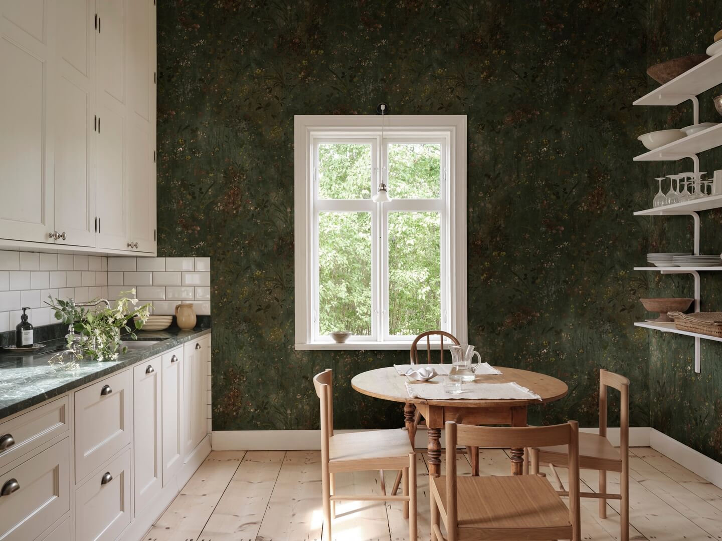 Fototapeta malarski ogród Sandberg S10594 Juni Forest Green Herbarium