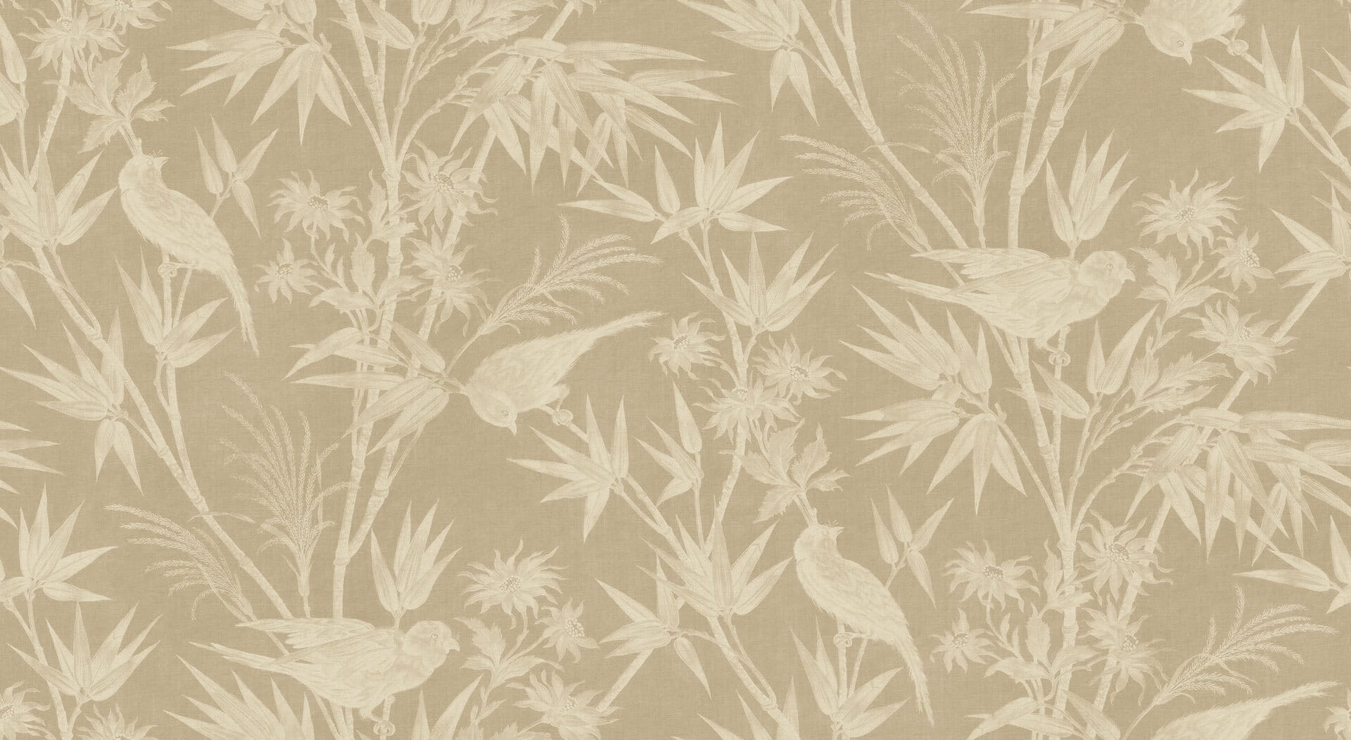 Fototapeta ptaki w bujnym bambusowym gaju Sandberg S10596 Celeste Mural Beige Herbarium
