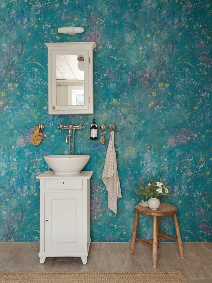 Fototapeta malarski ogród Sandberg S10607 Juni Teal Herbarium