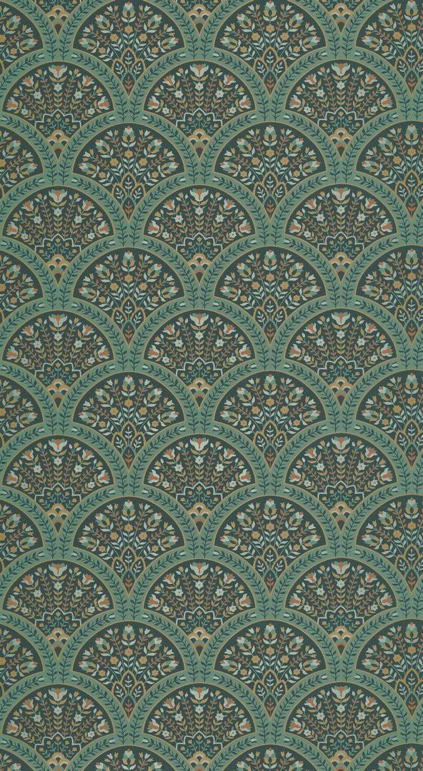 Tapeta eleganckie wachlarze z kwiatami Casadeco HETA 201197433 Wallace Heritage