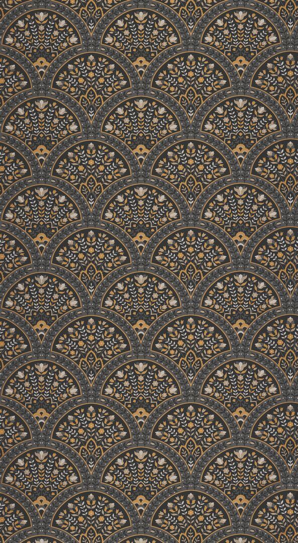 Tapeta eleganckie wachlarze z kwiatami Casadeco HETA 201199902 Wallace Heritage