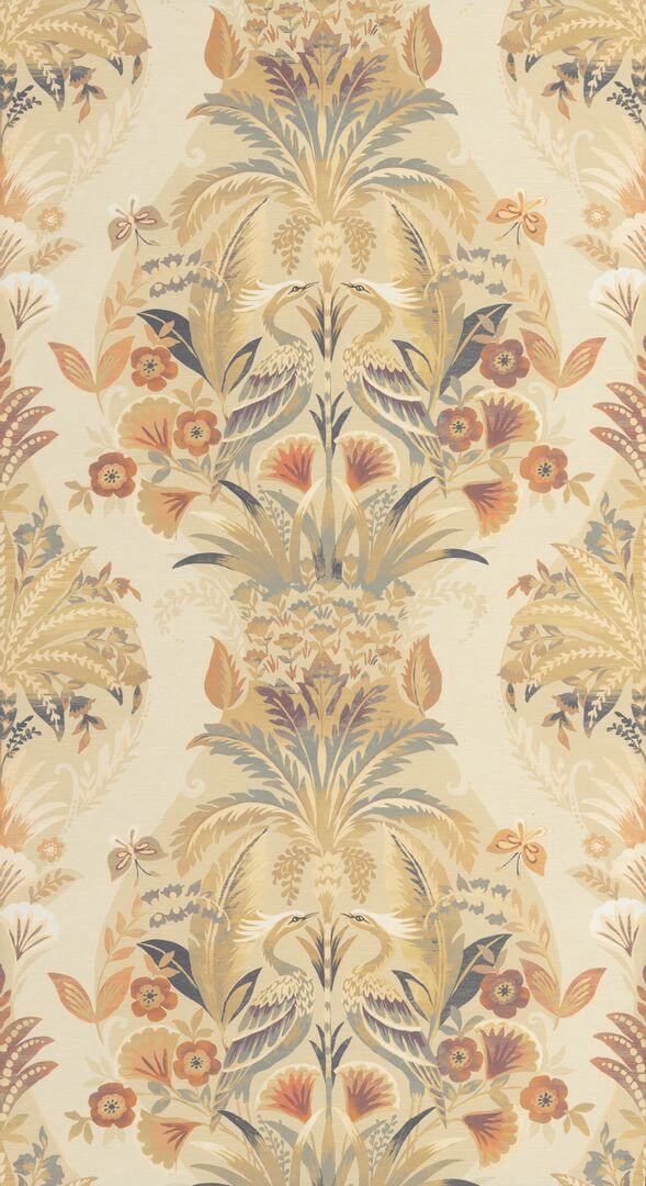 Tapeta vintage z roślinami i ptakami Casadeco HETA 201221900 Whisper Heritage