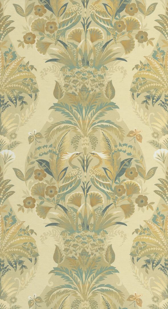 Tapeta vintage z roślinami i ptakami Casadeco HETA 201227293 Whisper Heritage