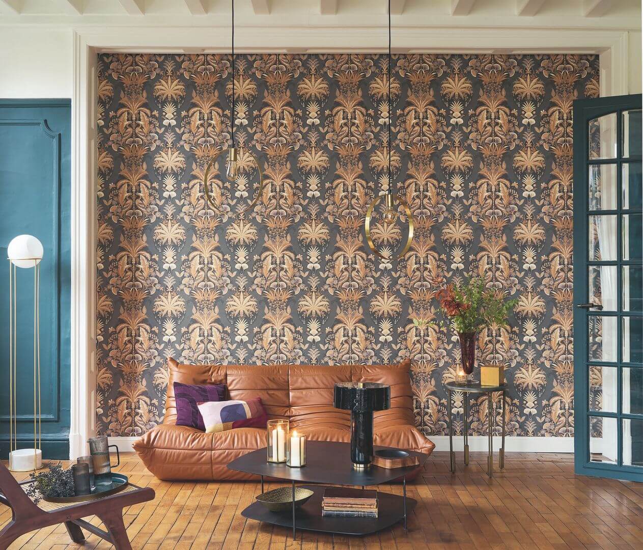 Tapeta vintage z roślinami i ptakami Casadeco HETA 201229411 Whisper Heritage