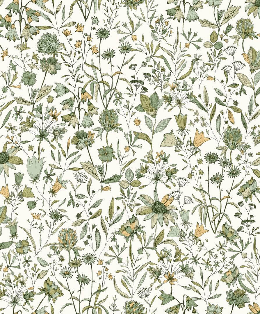 Tapeta kwiaty i liście Caselio AOB 103000798 Jardin de Giverny Art of Botany