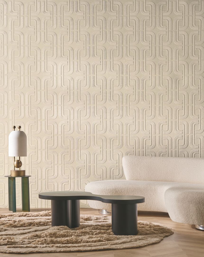 Tapeta tekstylna z haftem geometrycznym Casamance 71690100 Sensation