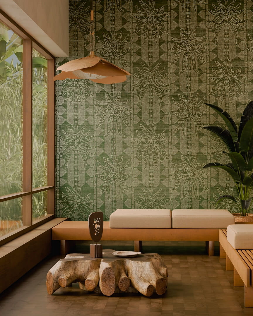 Tapeta sizalowa z tłoczonym motywem palm Arte Fenua 31703 Marquesa