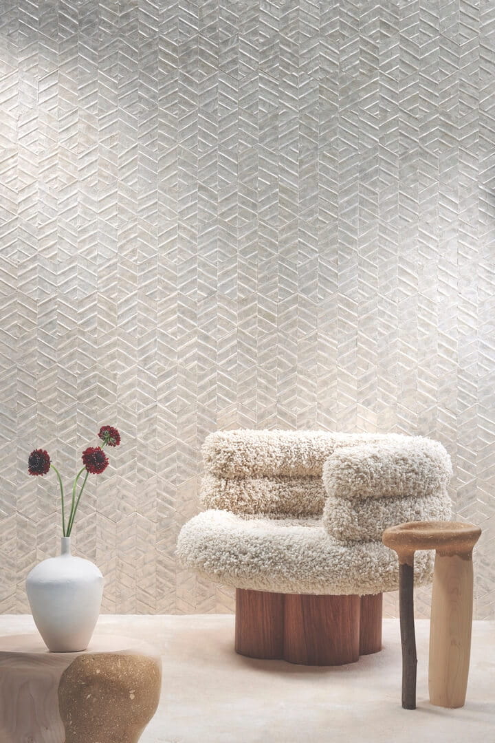 Tapeta z muszli Capiz z geometrycznym wzorem Arte Lucea 70310 Luster