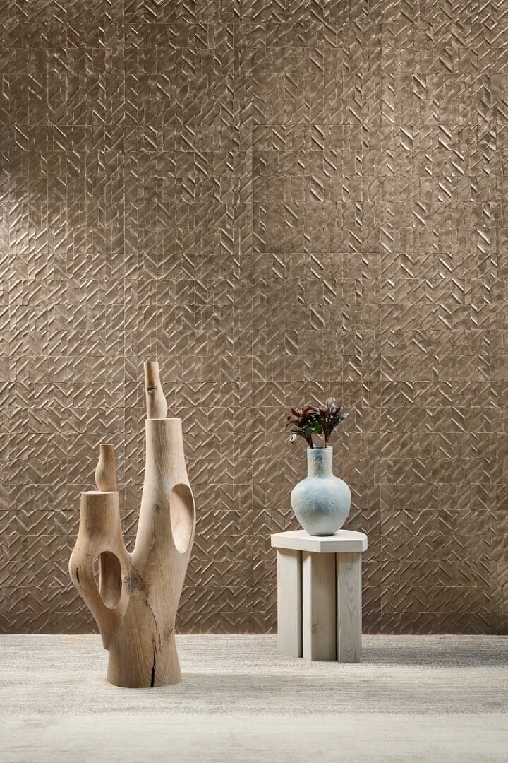 Tapeta z muszli Capiz z geometrycznym wzorem Arte Perula 70302 Luster