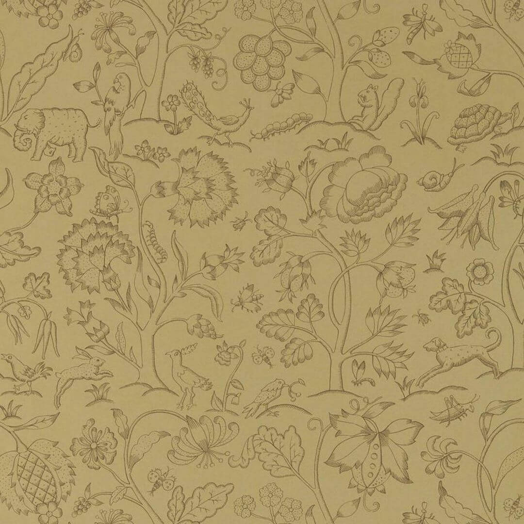 Tapeta botaniczna ze zwierzętami złota Morris & Co. Middlemore  216696 Melsetter
