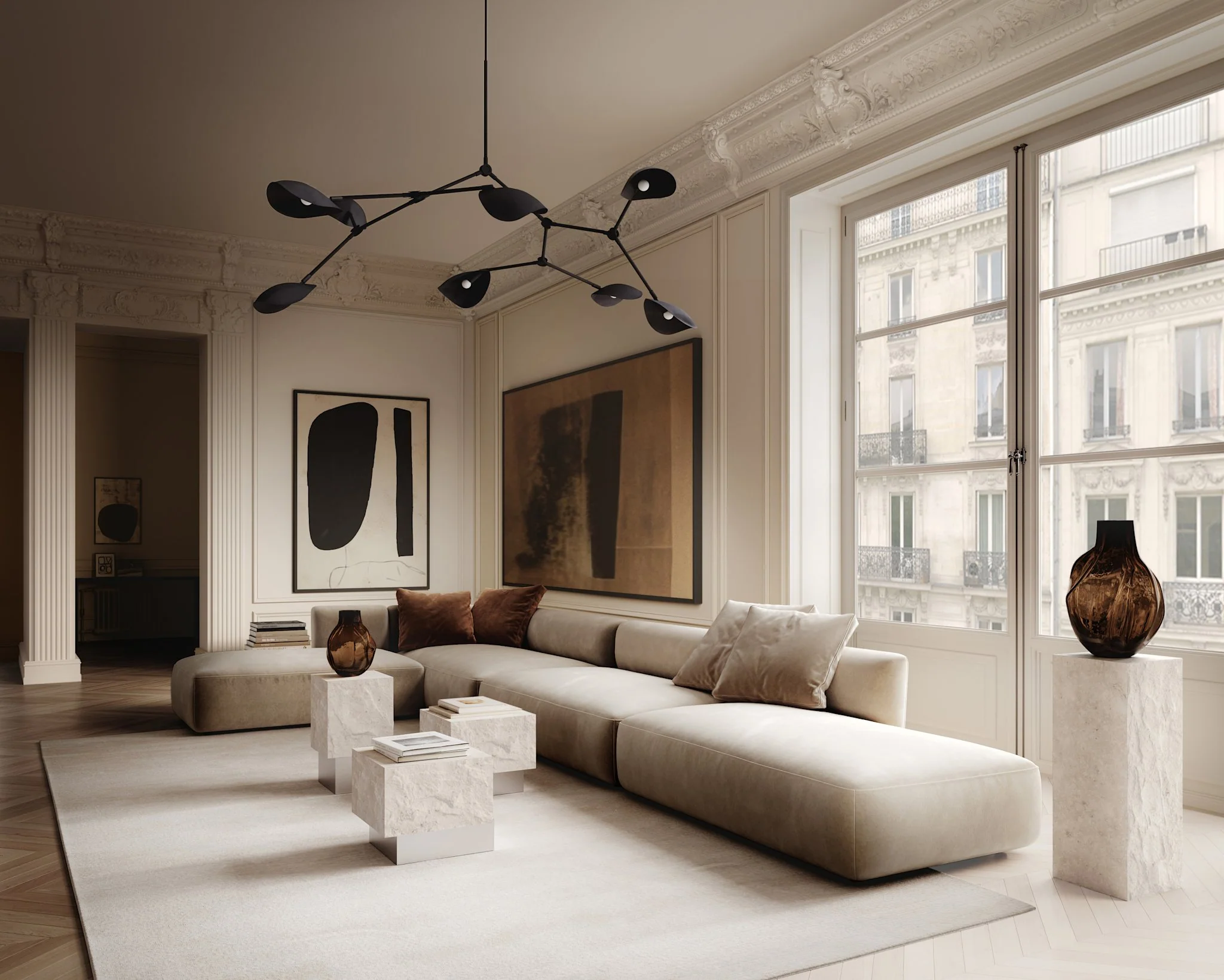 Nowoczesna lampa wisząca 251028 Stingray Chandelier Grande - Burned Black (5m) 101 Copenhagen 