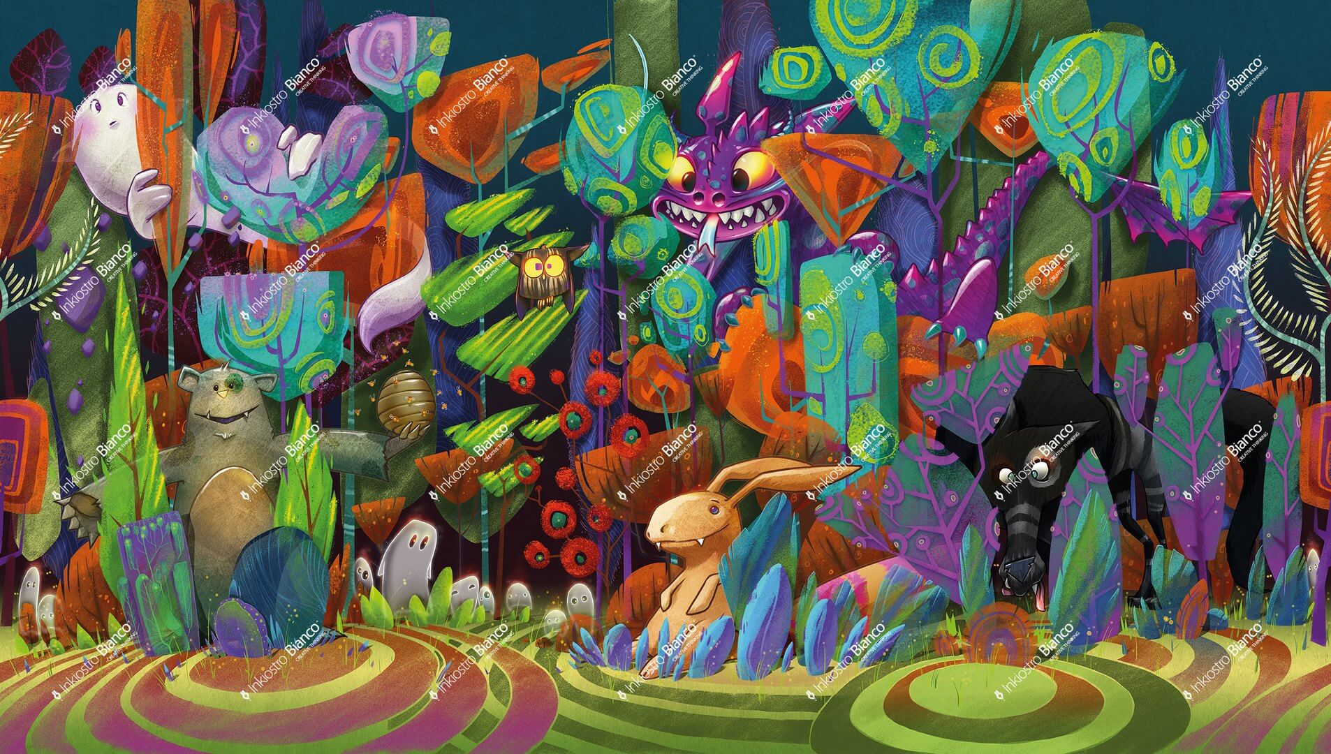 Fototapeta świat magicznych stworów Inkiostro Bianco FANTASY TALE INKANNA2501 Inkids