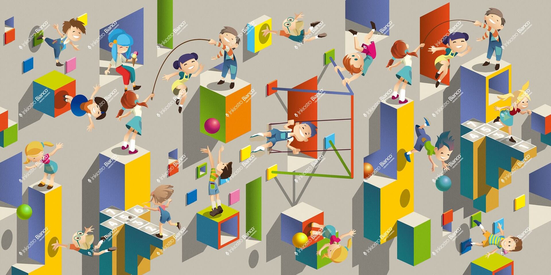 Fototapeta rysunkowy plac zabaw Inkiostro Bianco PARTY INKPKAA2502 Inkids