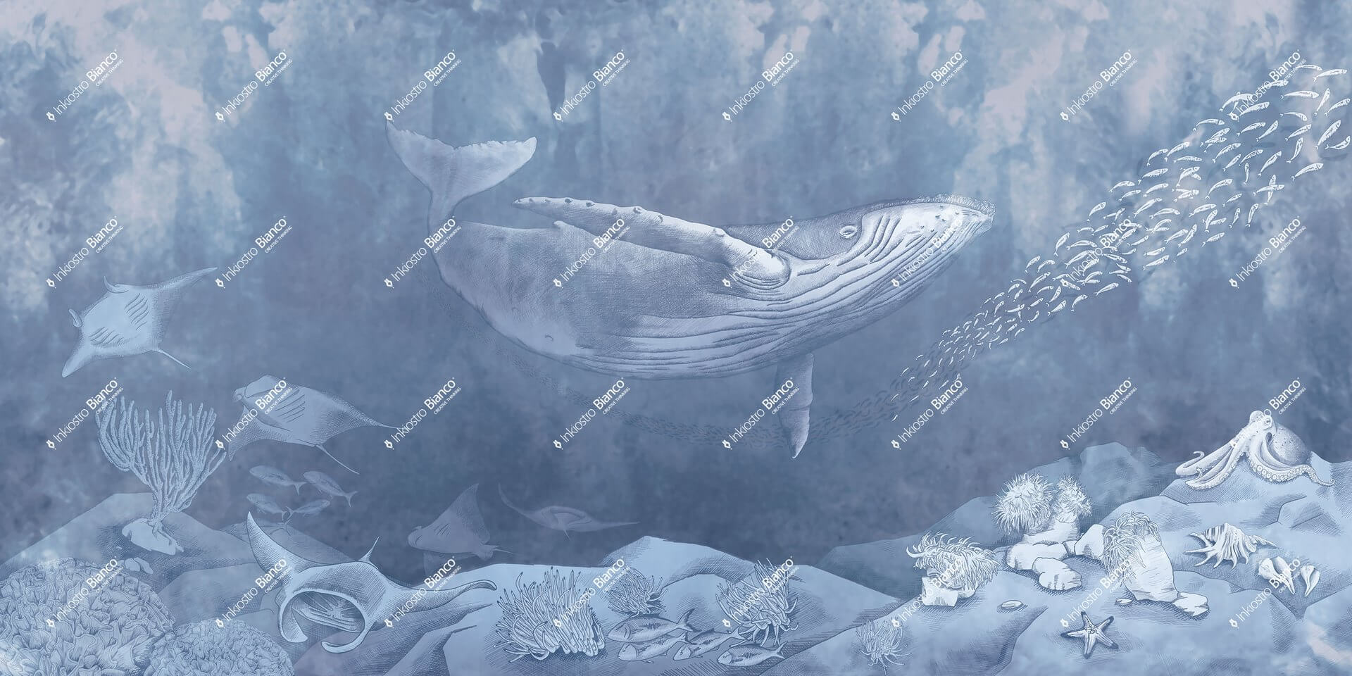Fototapeta głębia oceanu - wieloryb  Inkiostro Bianco PELAGOS INKBSNL2502 Inkids
