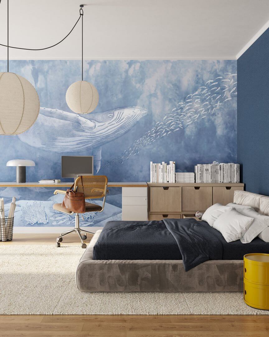 Fototapeta głębia oceanu - wieloryb  Inkiostro Bianco PELAGOS INKBSNL2503 Inkids