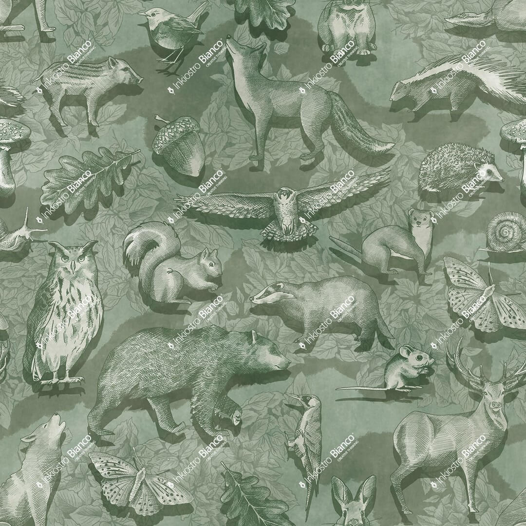 Fototapeta leśne zwierzęta Inkiostro Bianco WOODLAND INKSNAS2501 Inkids