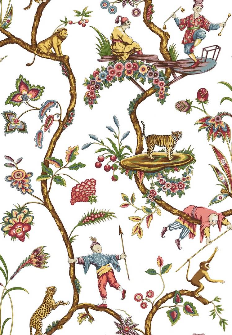 Tapeta botaniczna w stylu chinoiserie J&V 26025 Chinoise Exotique Scalamandre