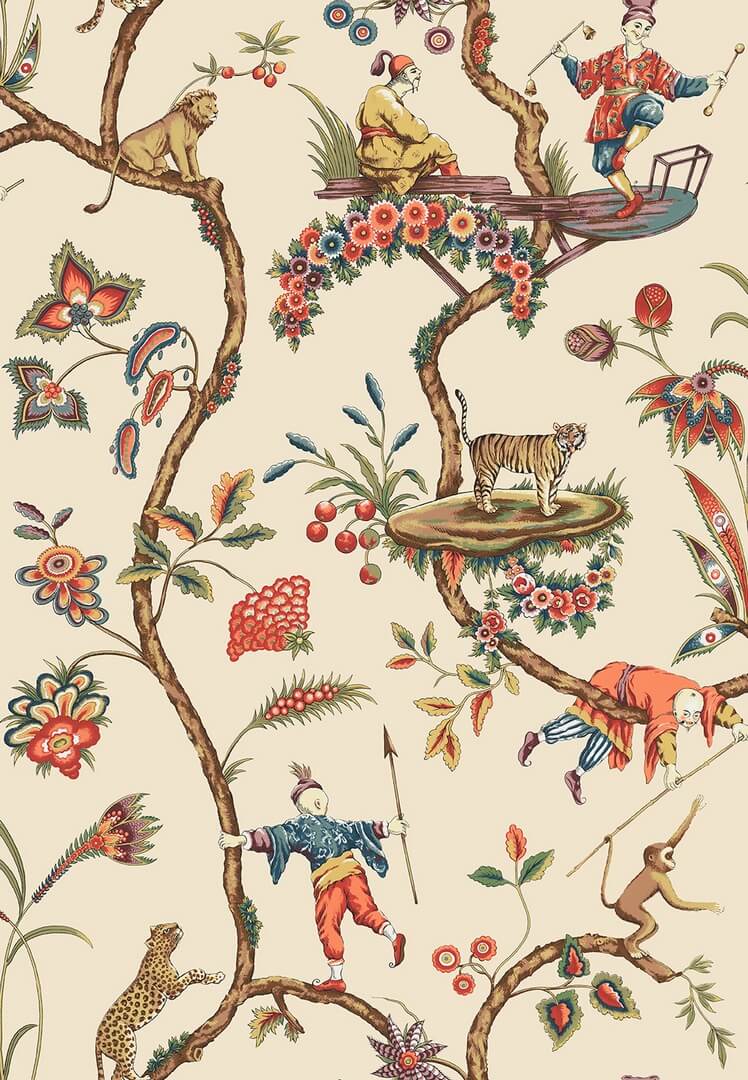 Tapeta botaniczna w stylu chinoiserie J&V 26026 Chinoise Exotique Scalamandre