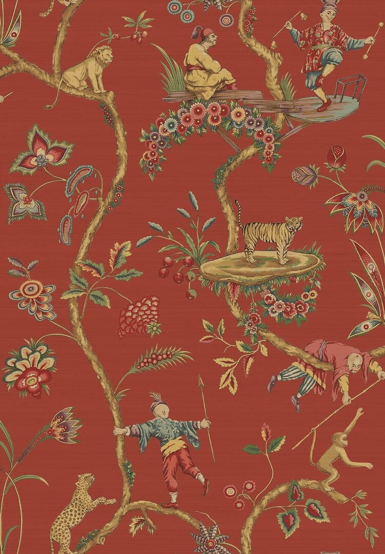Tapeta tekstylna jedwabna w stylu chinoiserie J&V 26030 Chinoise Exotique Scalamandre