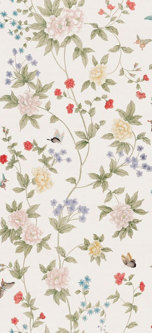Tapeta naturalna w kwiatowe pnącza J&V 26035 Luoyang Garden Scalamandre