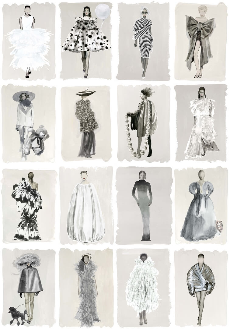 Tapeta modelki Cole & Son 175/1002M Monochrome Pearl Harrods Couture Carouse