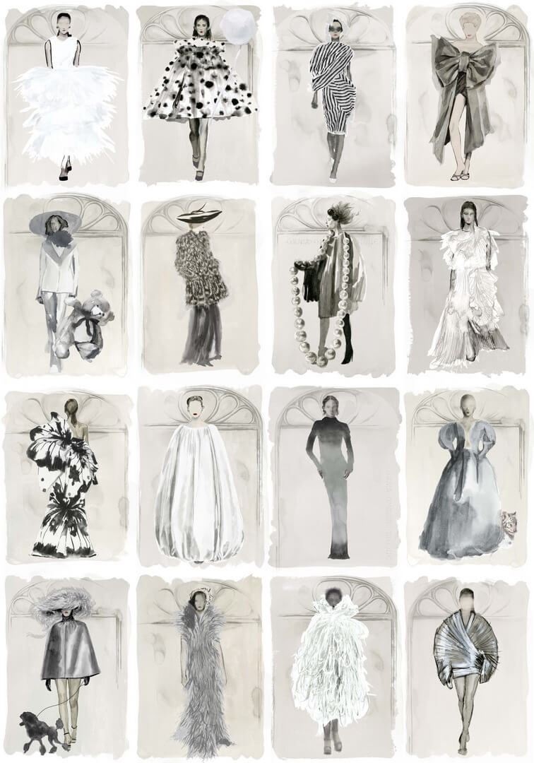 Tapeta modelki Cole & Son 175/2008M Monochrome Pearl With Windows Harrods Couture Carouse