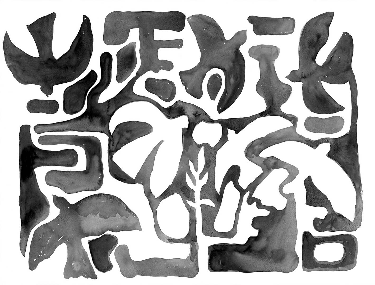 Fototapeta organiczne kształty Rebel Walls R20489 Harmony Forms Black White Symbolic