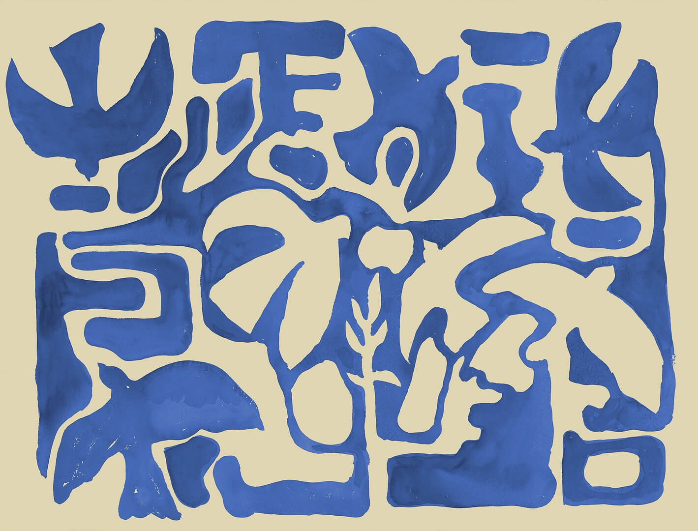 Fototapeta organiczne kształty Rebel Walls R20490 Harmony Forms Blue Symbolic