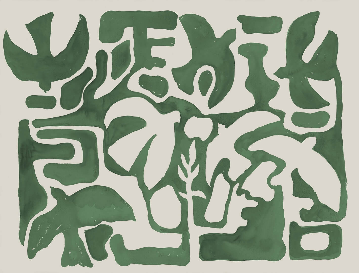 Fototapeta organiczne kształty Rebel Walls R20491 Harmony Forms Green Symbolic