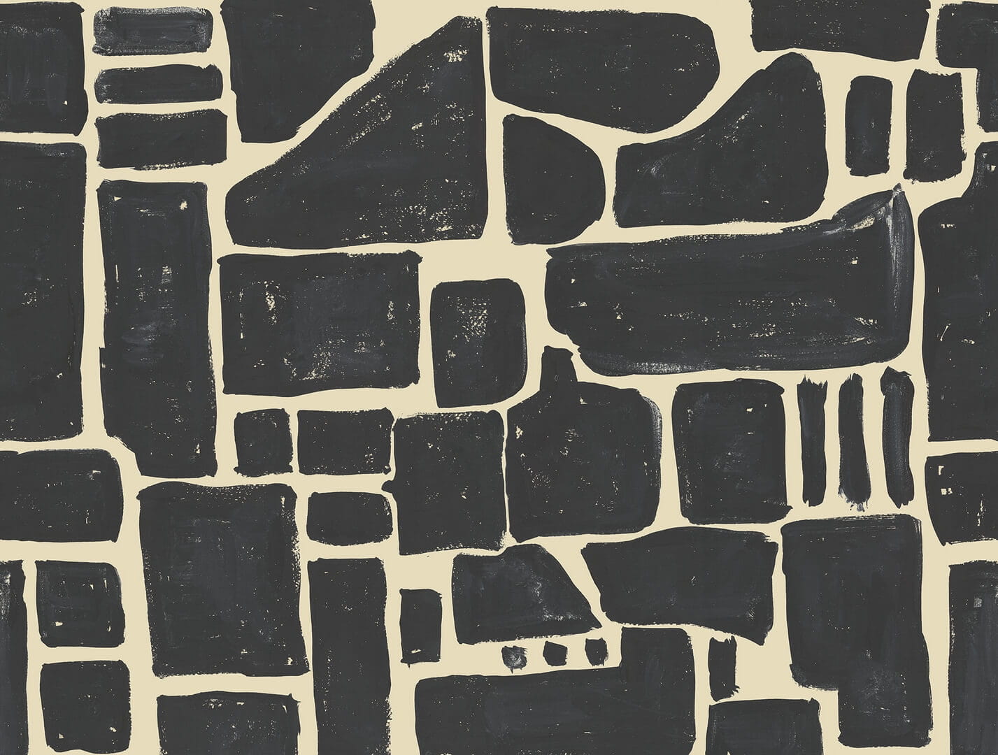 Fototapeta luźne szkice wykonane techniką gwaszu Rebel Walls R20497 Block Print Black Symbolic